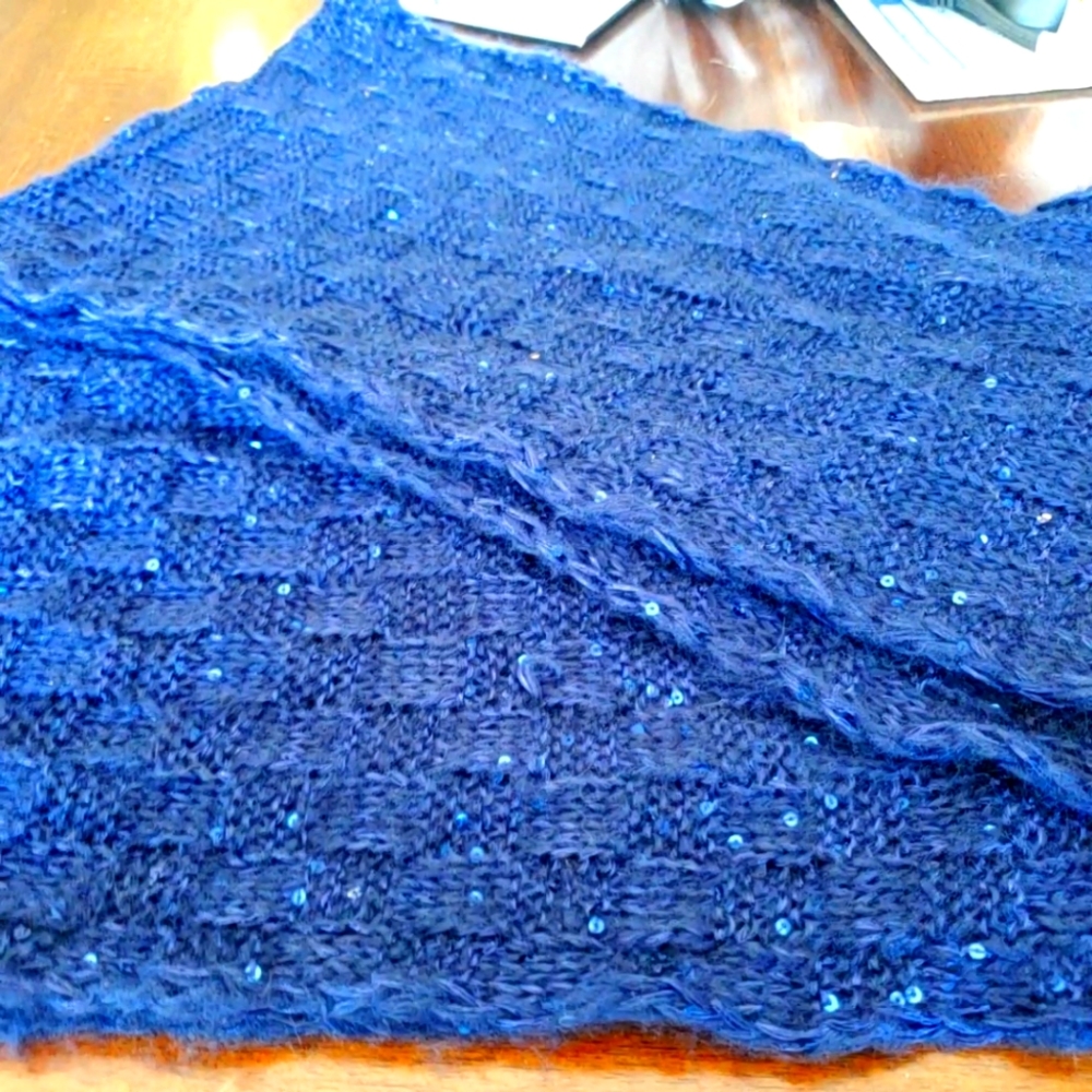 Midnight Blue Sequined Infinity Scarf
